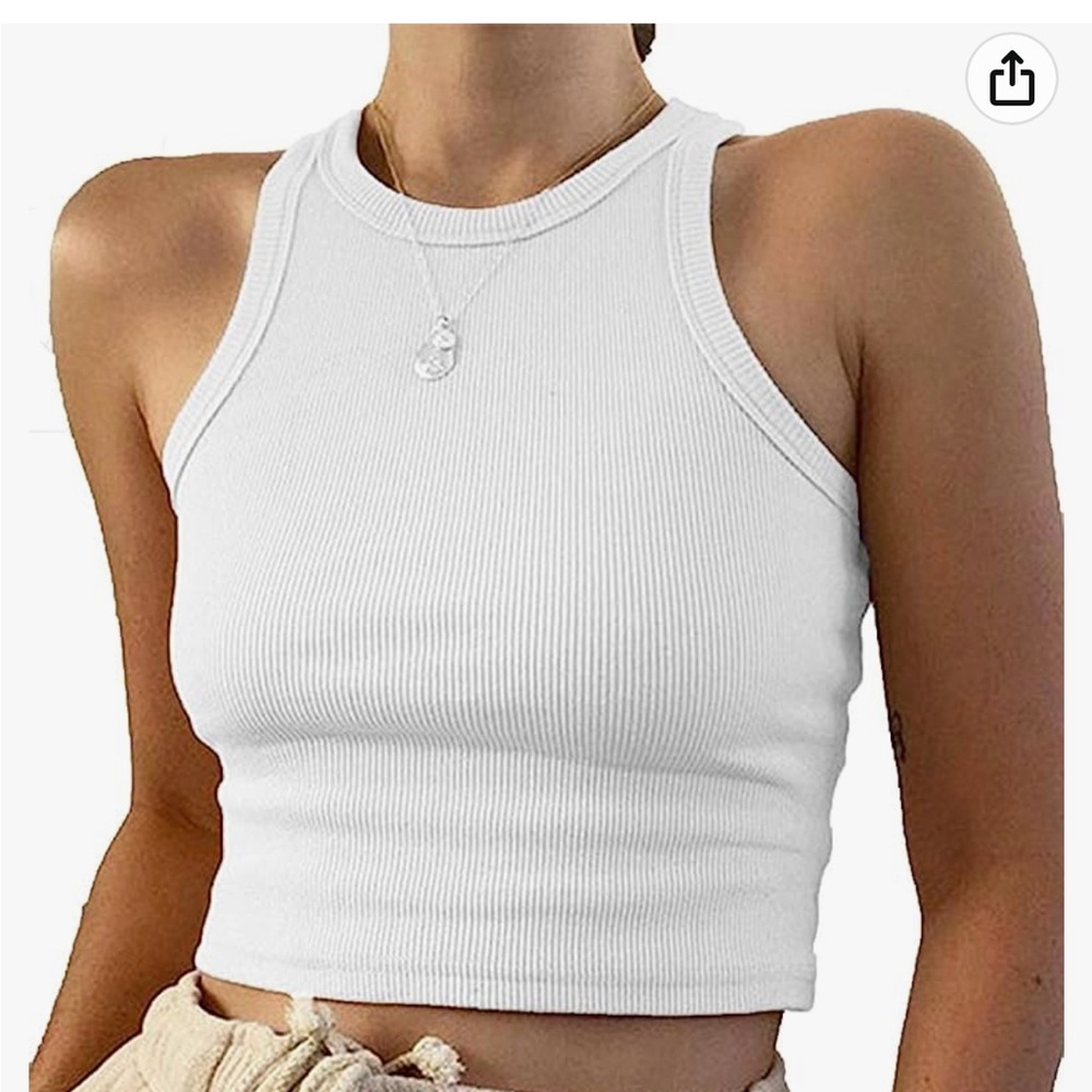 White Rib-Knit crop tank